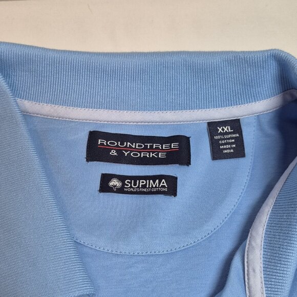 Roundtree & Yorke Gold Label Men's Supima Cotton Polo Shirt Blue Size XXL (14) - Picture 5 of 11